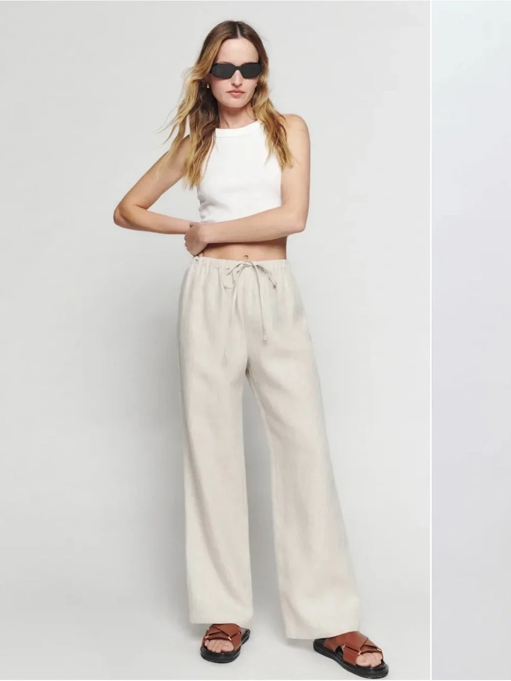 Reformation Olina Linen Pant - Oatmeal
